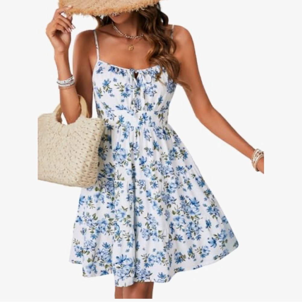 Chic Blue Floral Mini Dress